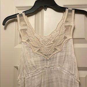 Free People Cream Embroidered Tunic